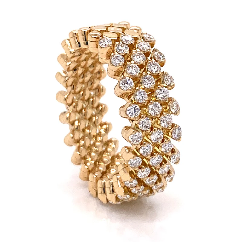 18K Yellow Gold Five Row Expandable Brevetto Diamond Ring