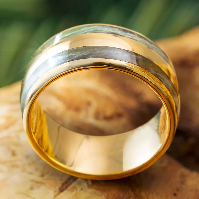 Green Jade Wedding Band in Solid Gold