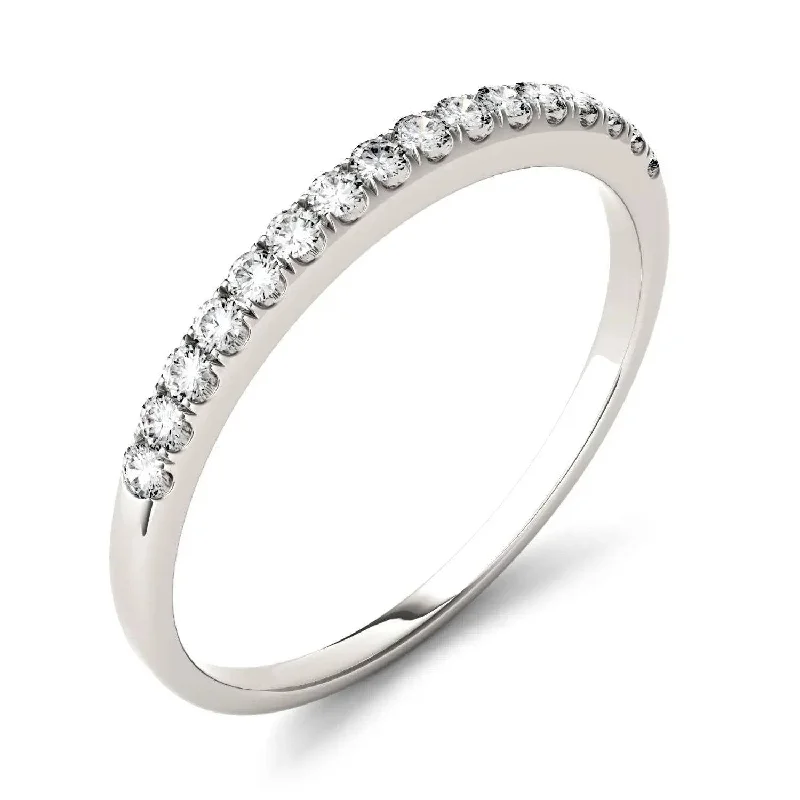 Charles & Colvard Moissanite Women's Half Eternity Wedding Band in White Gold