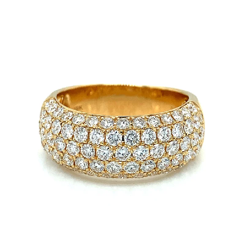 Wide Yellow Gold Pave Diamond Ring