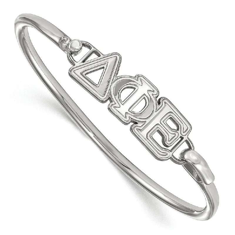 Sterling Silver Delta Phi Epsilon Large Clasp Bangle - 8 in.