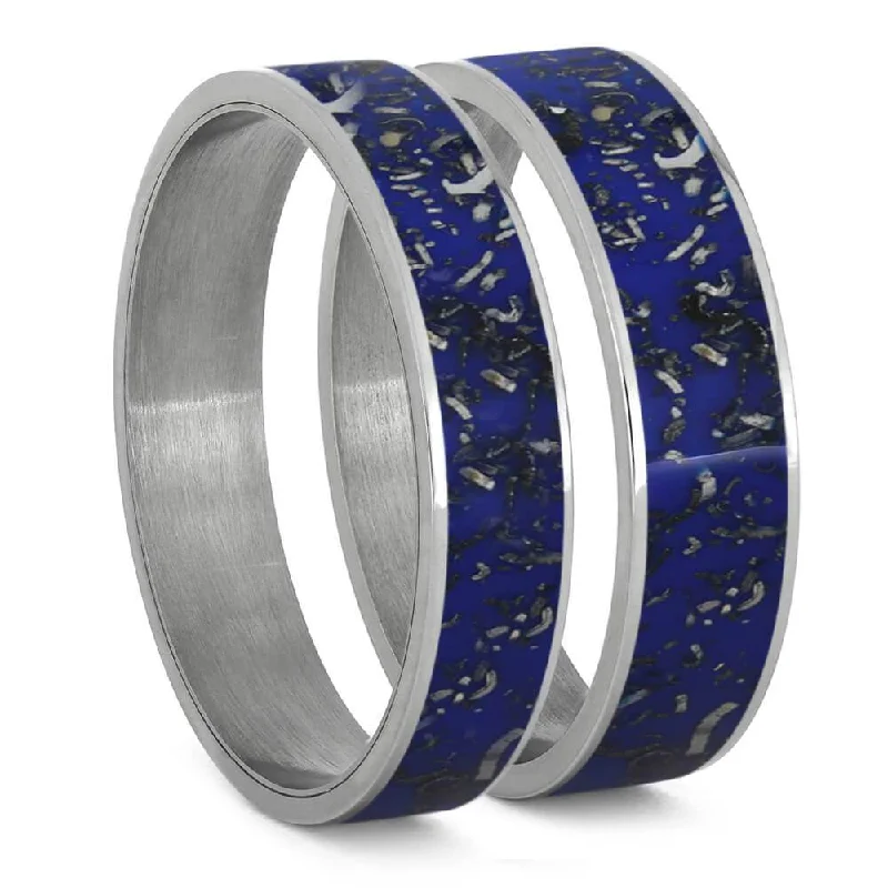 Blue Stardust Inlay Components for Modular Rings