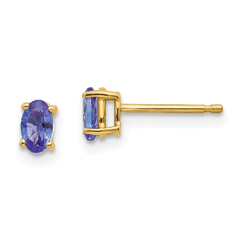 14k Yellow Gold Tanzanite Earrings (L-5 mm, W-3 mm)