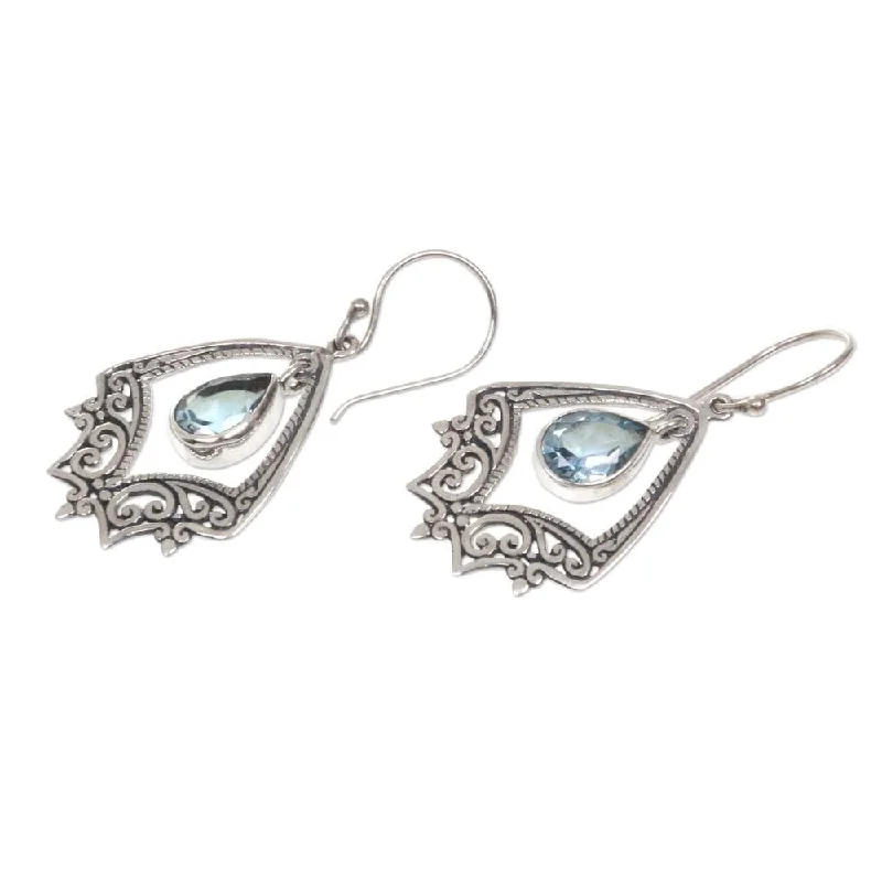 Sterling Silver 'Precious Hope' Blue Topaz Earrings - 1.7*0.9