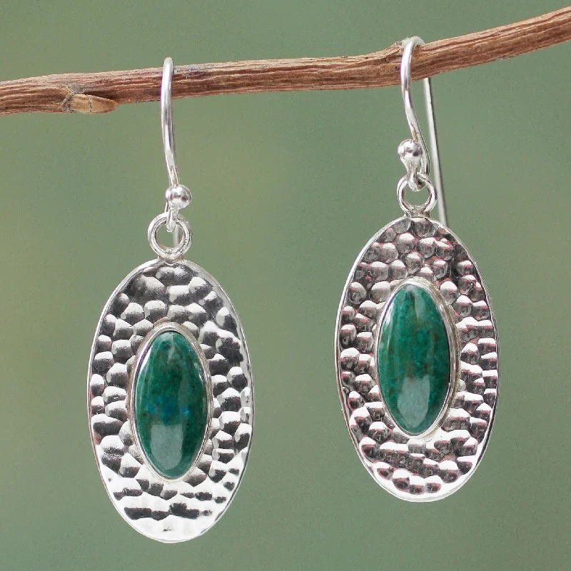 Sterling Silver Unconditional Chrysocolla Dangle Earrings (Peru)