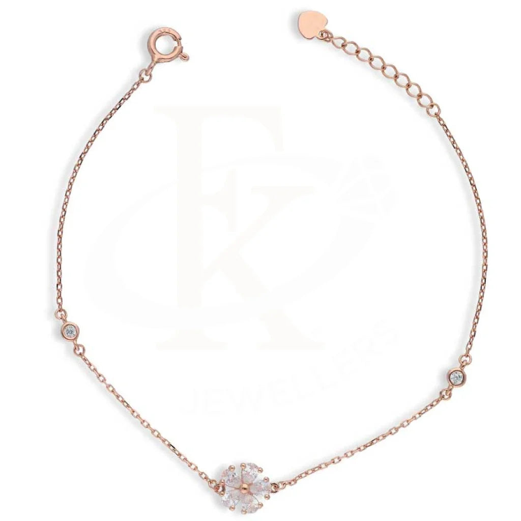 Sterling Silver 925 Rose Gold Plated Flower Bracelet - FKJBRLSL2813