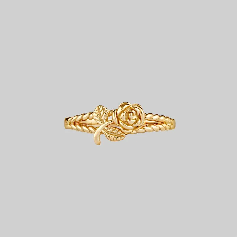 DEAREST. Rose Stem Twisted Ring - Gold