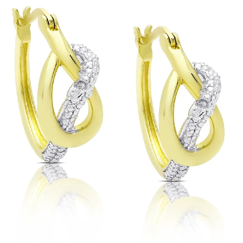 Finesque Gold Over Sterling Silver Diamond Accent Infinity Design Hoop Earrings