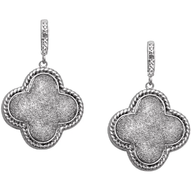 Finesque Diamond Accent Cable Clover Dangle Earrings