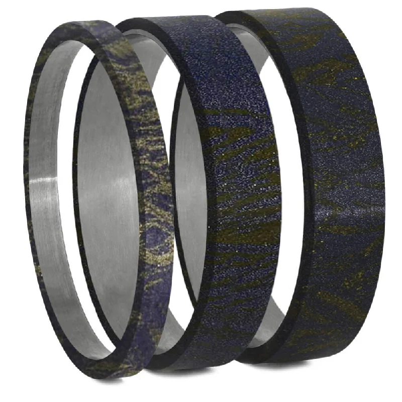 Lapis Mokume Gane Inlay Components for Modular Rings