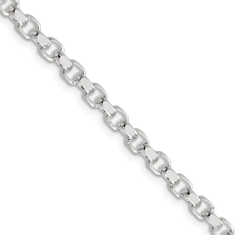 4mm, Sterling Silver Solid Diamond Cut Rolo Chain Bracelet