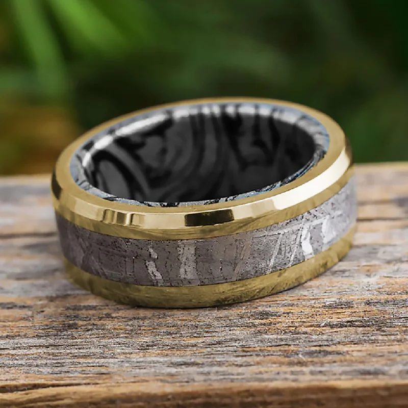 Black And White Composite Mokume Gane Ring With Gold