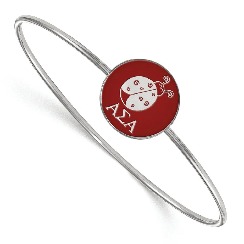 Sterling Silver Alpha Sigma Alpha Enamel Bangle - 7 in.