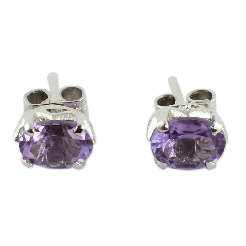 Handmade Sterling Silver 'Scintillate' Amethyst Earrings (India)