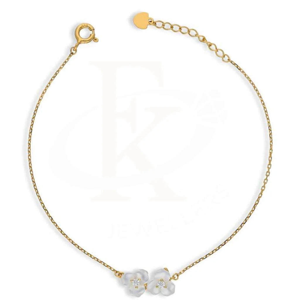 Sterling Silver 925 Gold Plated Twin Flower Bracelet - FKJBRLSL2834