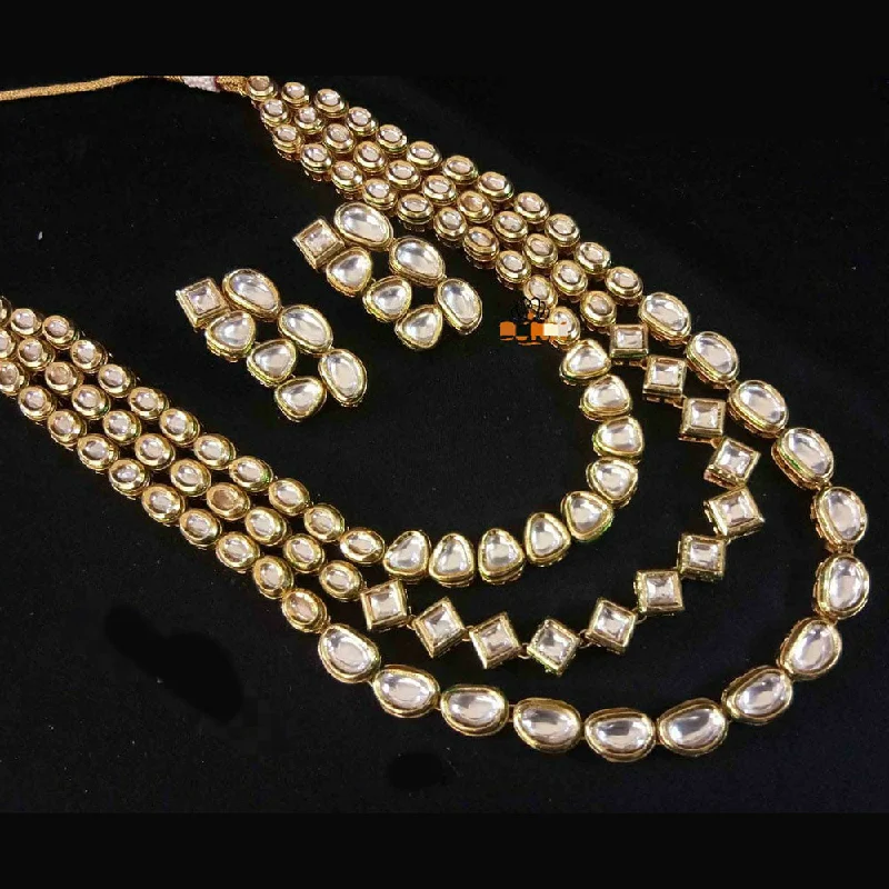 FS Collection Gold Plated Kundan Stone Necklace Set