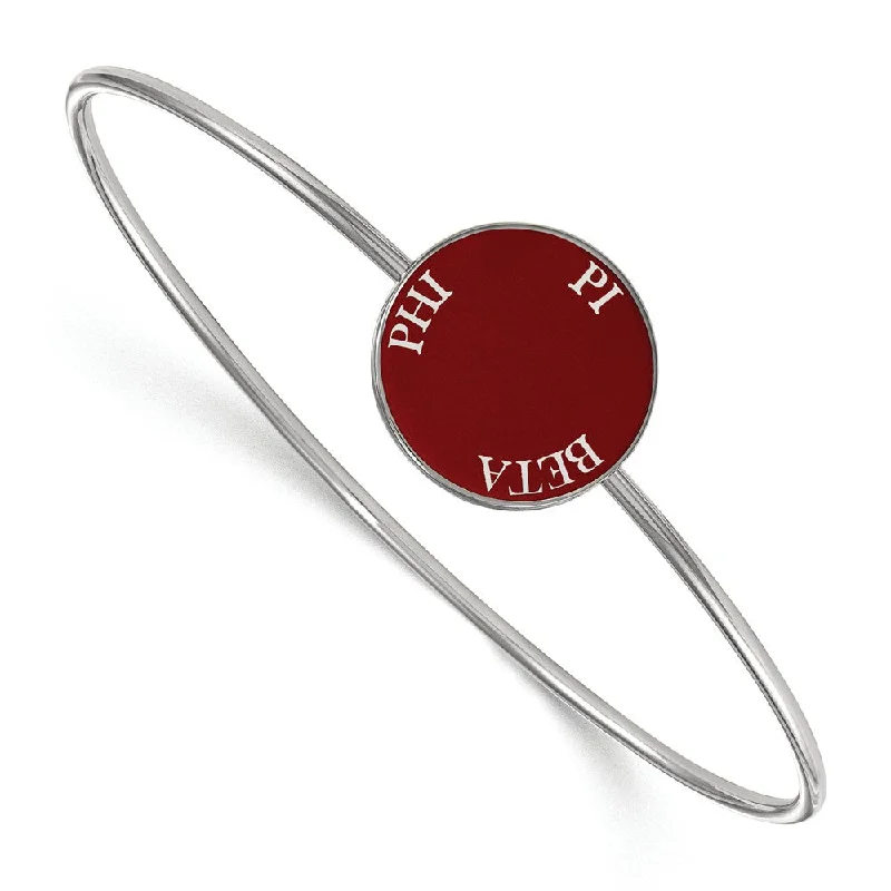 Sterling Silver Pi Beta Phi Red Enamel Bangle - 7 in.