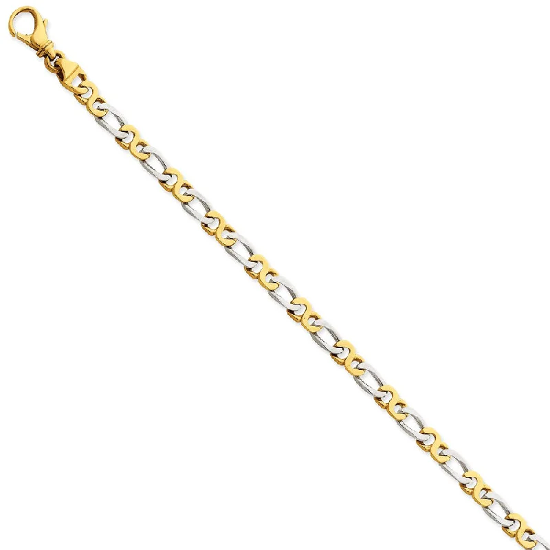 14K White & Yellow Gold, 4.8mm Fancy Link Chain Bracelet, 8 Inch