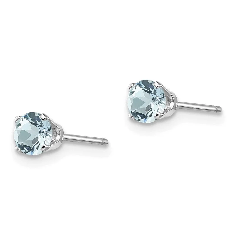 14k White Gold Gemstone Stud Earrings (L-4 mm, W-4 mm)