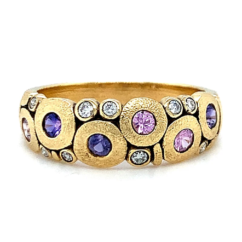 Montana Sapphire & Diamond Domed Ring - "Purple Candy"