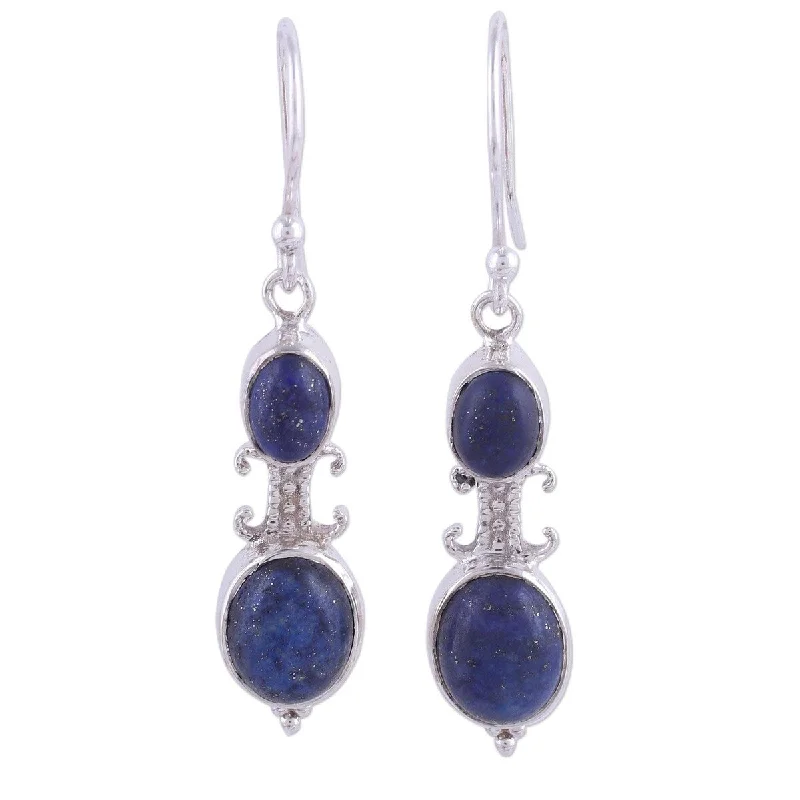 NOVICA Blue Aura, Lapis lazuli dangle earrings - 1.8*0.3