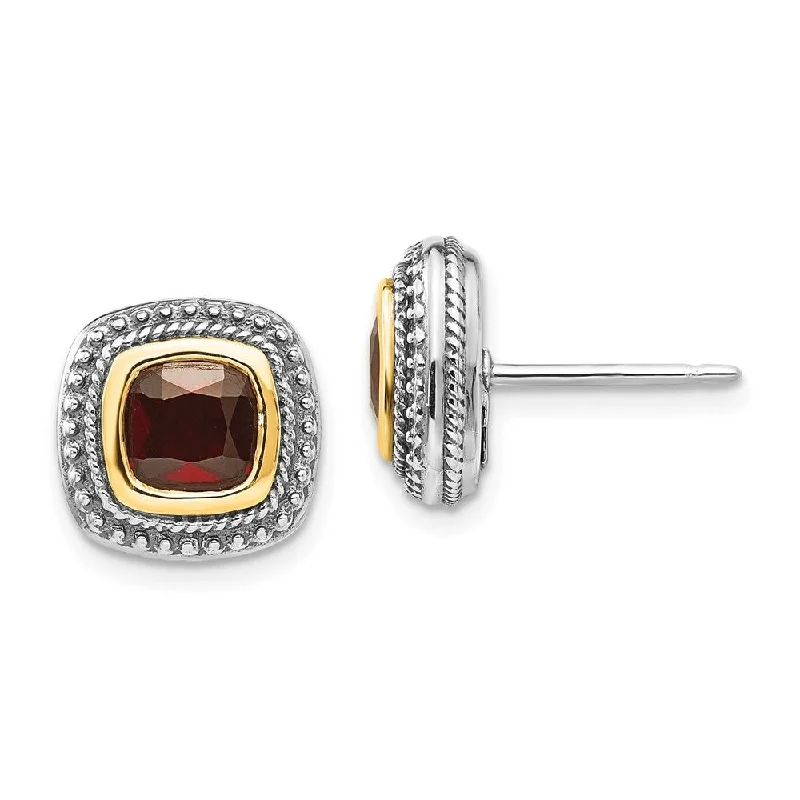 Sterling Silver w/14k Garnet Earrings