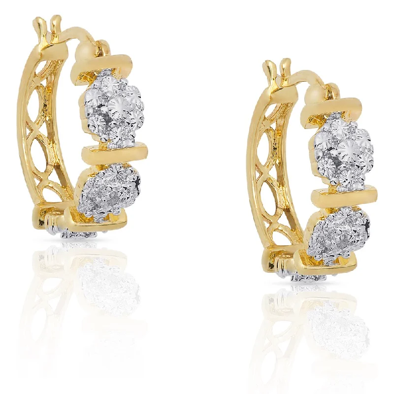 Finesque 14k Gold Overlay Diamond Accent Hoop Earrings