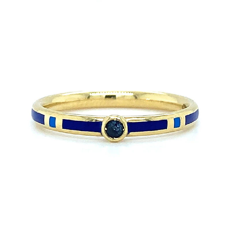 Yogo Sapphire & Enamel Band - "Rock Candy Deep Blue"