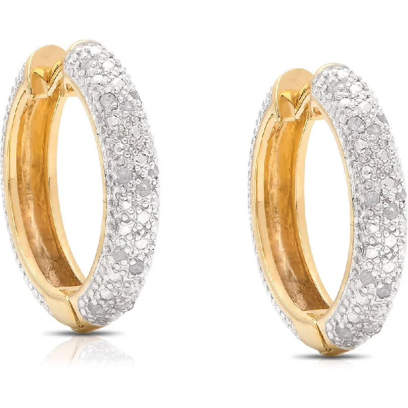 Finesque Yellow Gold Over Sterling Silver 1/4ct TDW Diamond Hoop Earrings