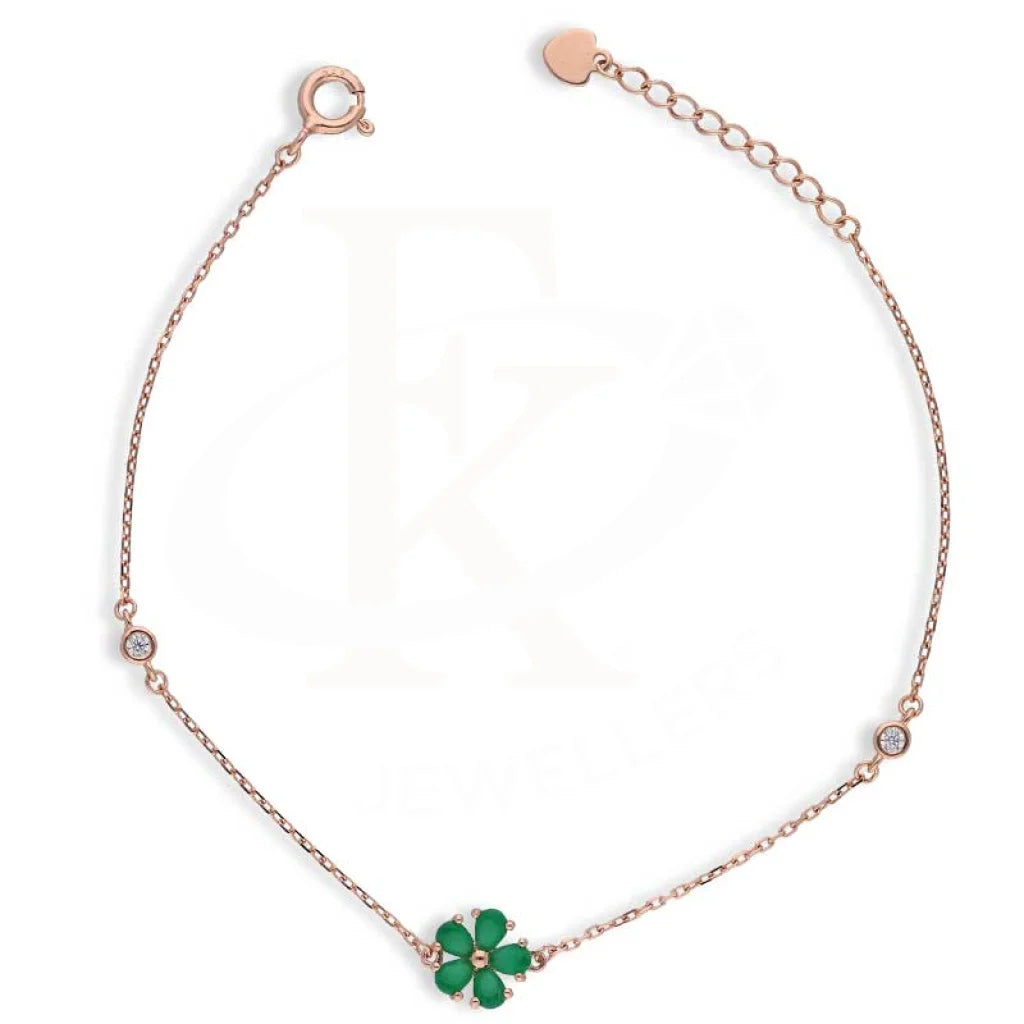 Sterling Silver 925 Rose Gold Plated Flower Bracelet - FKJBRLSL2811