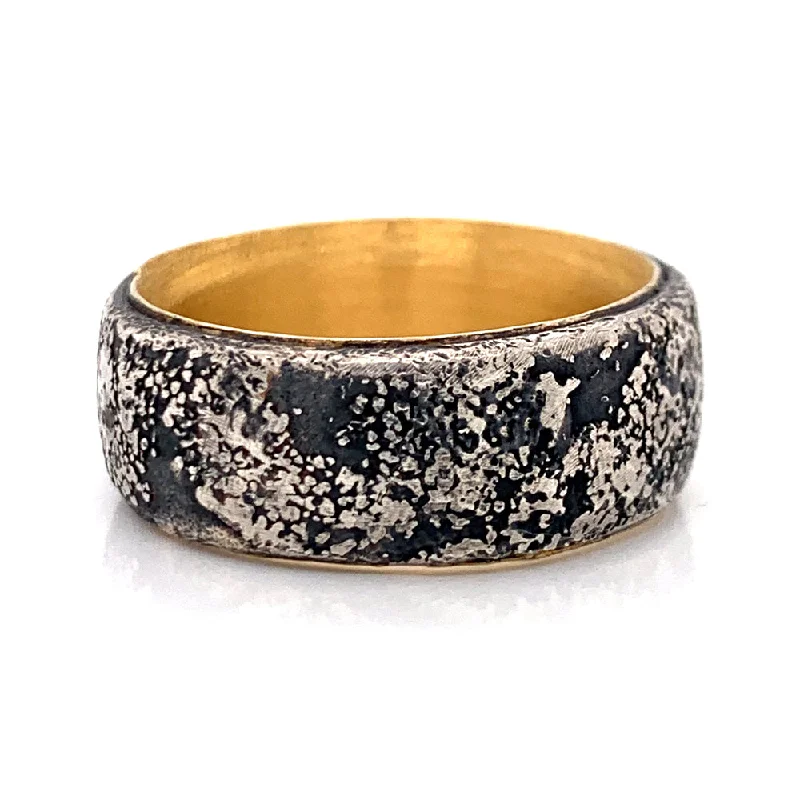 Sterling Silver and Yellow Gold Wide Band -"Two Clouds"