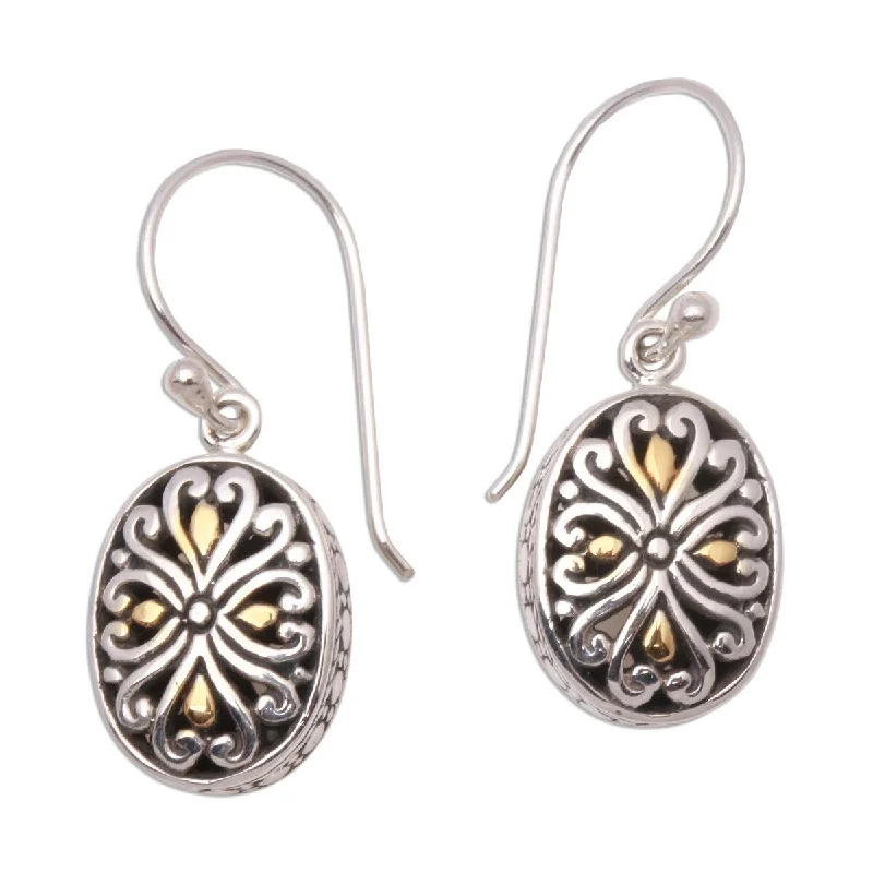 NOVICA Charming Vines, Gold accented sterling silver dangle earrings - 1.2*0.4