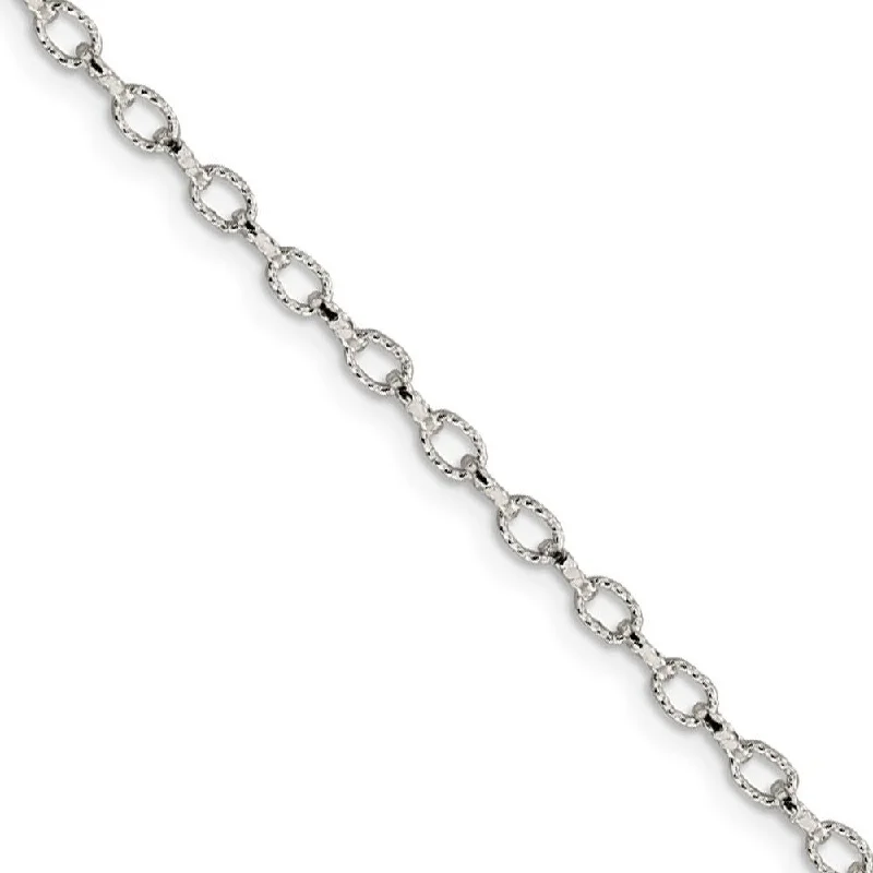 3mm, Sterling Silver Fancy Solid Rolo Chain Bracelet