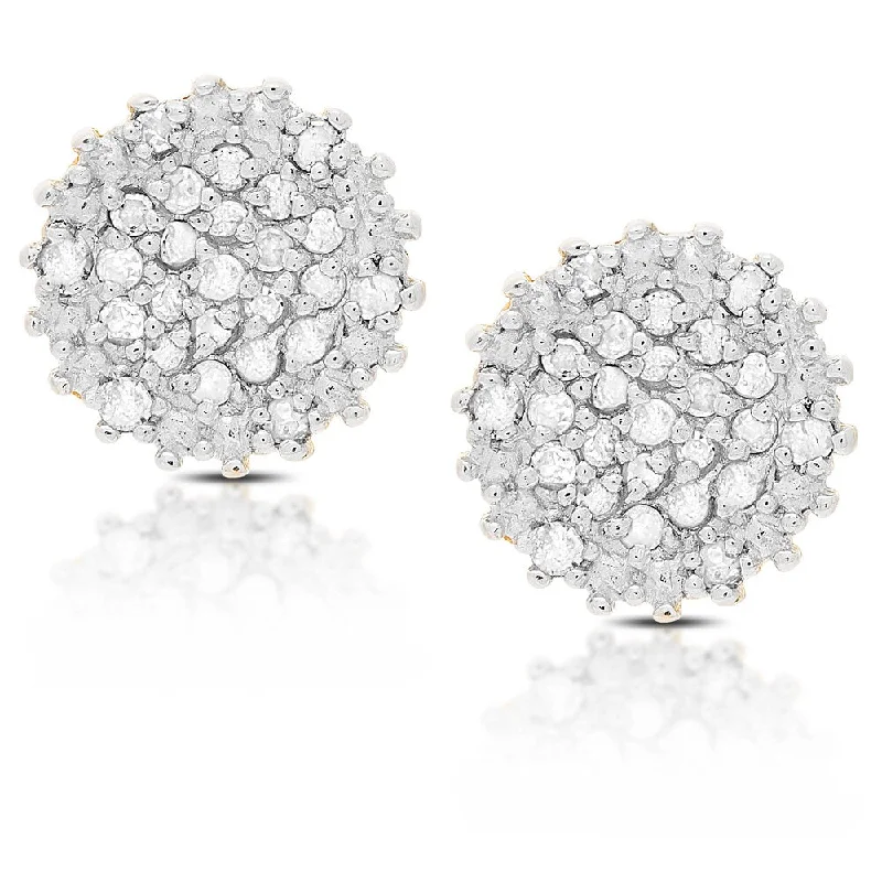 Finesque Sterling Silver 1/4 Ct TDW Diamond Stud Earrings