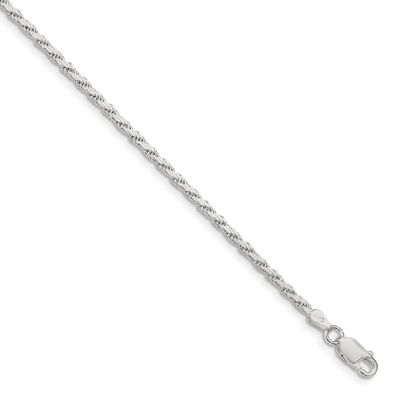 2.5mm Sterling Silver Solid Flat Rope Chain Bracelet