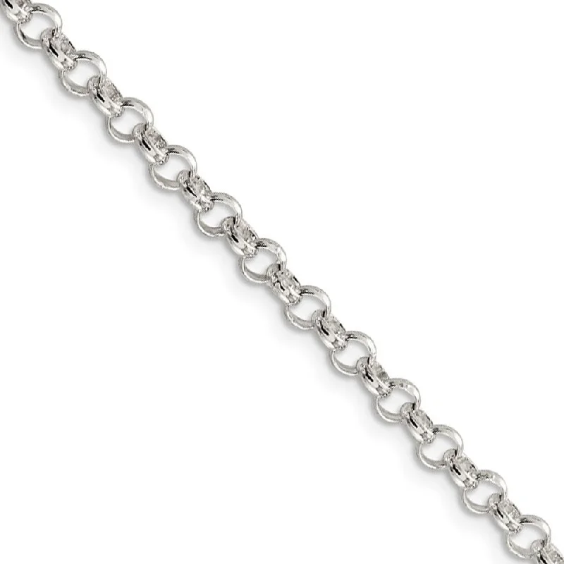 4mm Sterling Silver, Solid Rolo Chain Bracelet