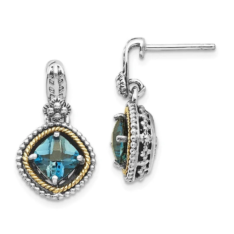 Sterling Silver w/14k London Blue Topaz Post Earrings