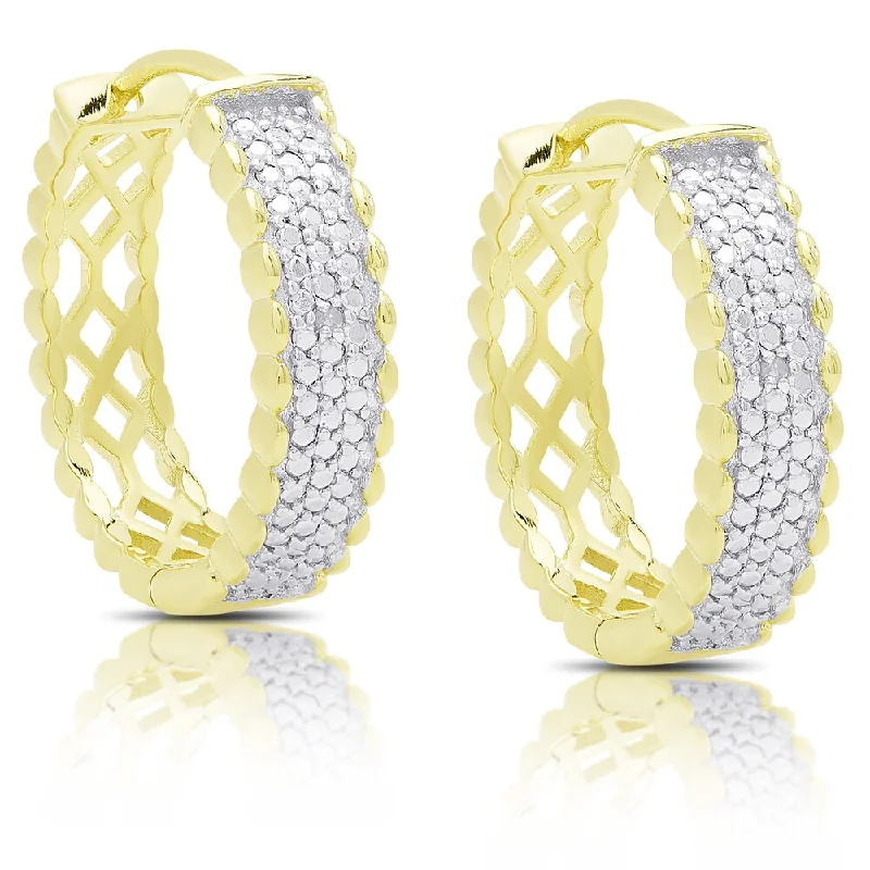 Finesque Gold Over Silver Diamond Accent Hoop Earrings