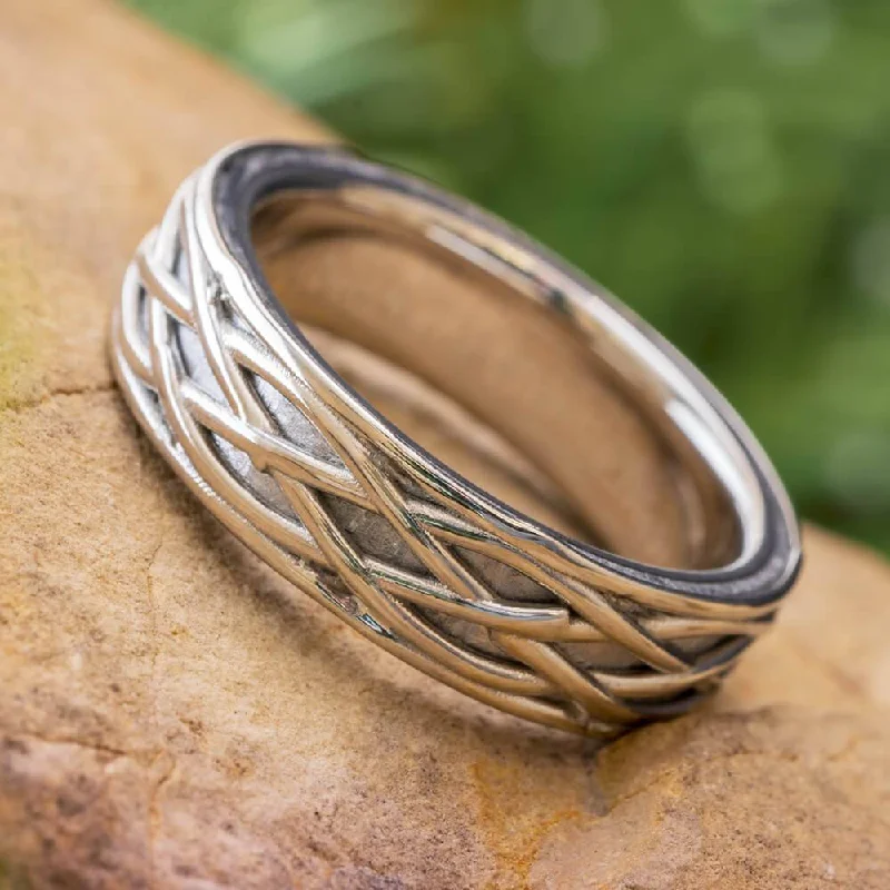 Filigree Wedding Band with Gibeon Meteorite