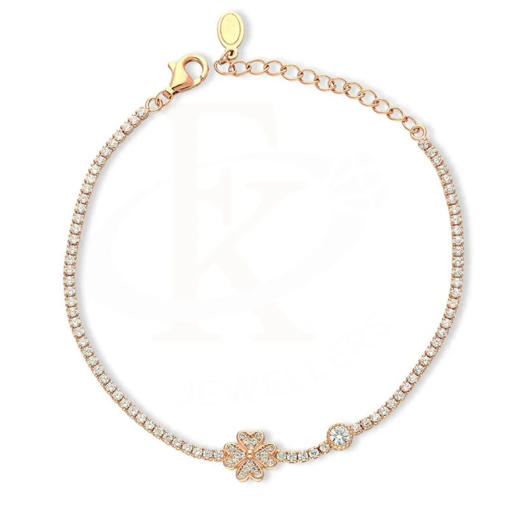 Sterling Silver 925 Rose Gold Plated Flower Bracelet - FKJBRLSL2553