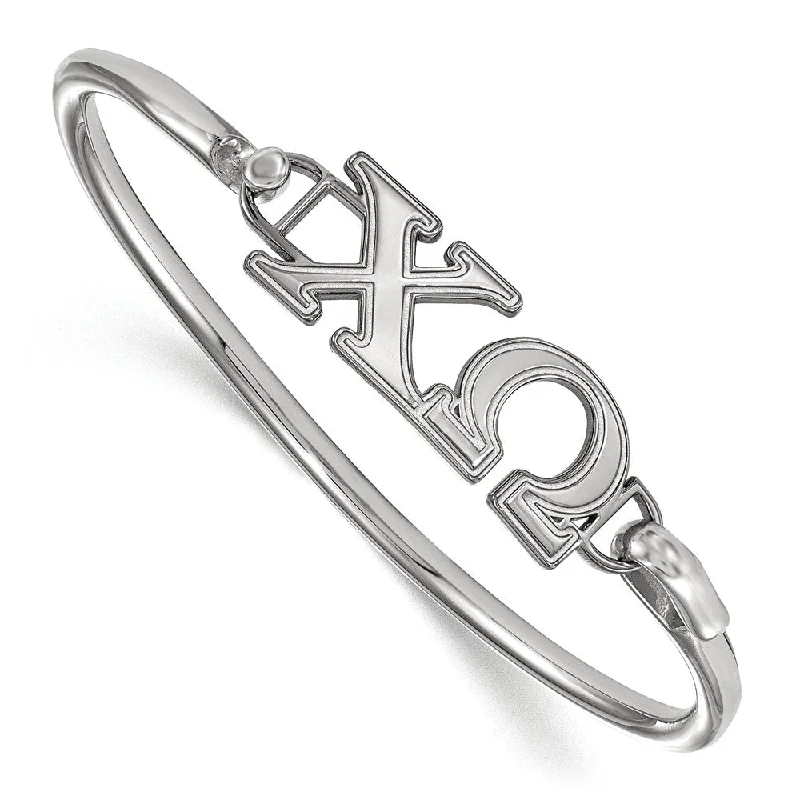 Sterling Silver Chi Omega Clasp Bangle - 6 in.