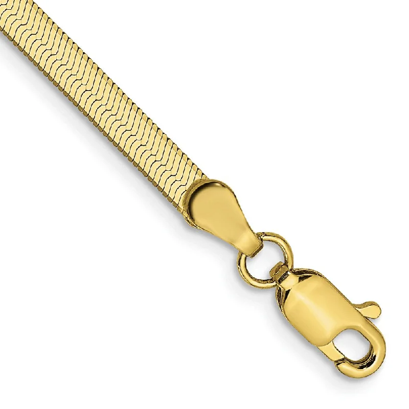 3mm 10k Yellow Gold Solid Herringbone Chain Bracelet