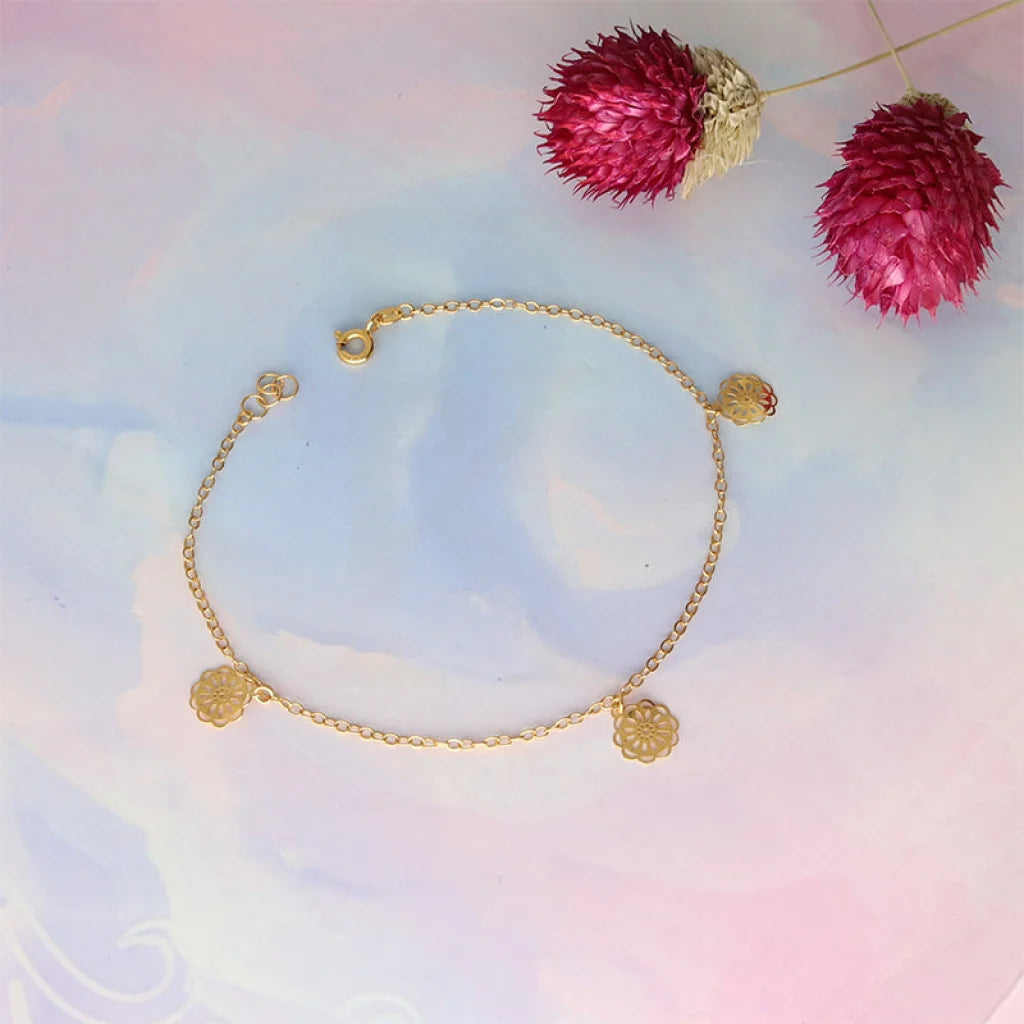 Gold Hanging Flowers Bracelet 21KT - FKJBRL21KM5017