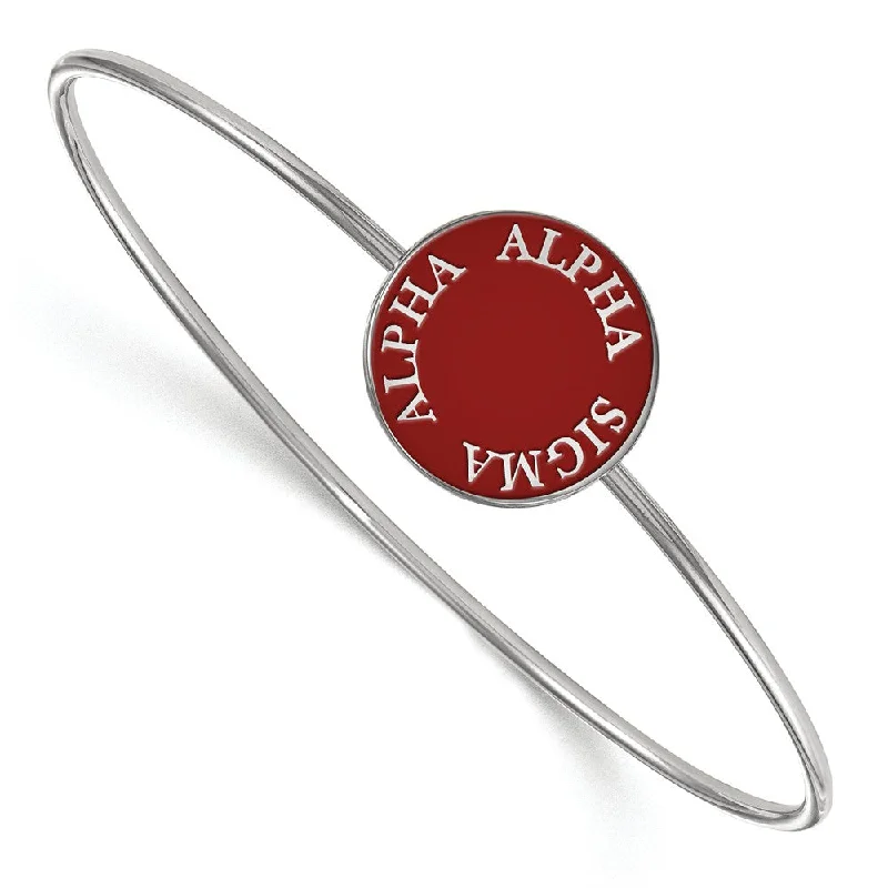 Sterling Silver Alpha Sigma Alpha Enamel Bangle - 8 in.