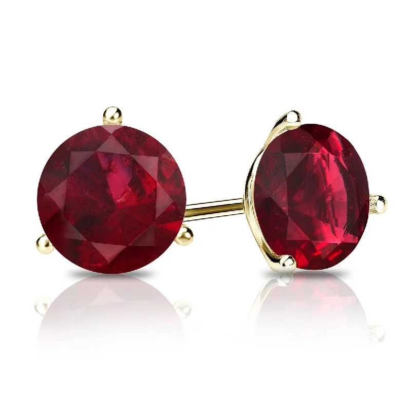 Auriya 14k Gold 1/3ctw Solitaire Ruby Gemstone Stud Earrings Martini-Set