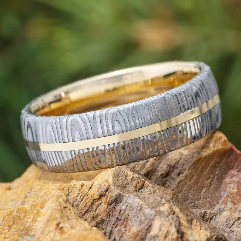 Gold & Damascus Steel Men's Wedding Band