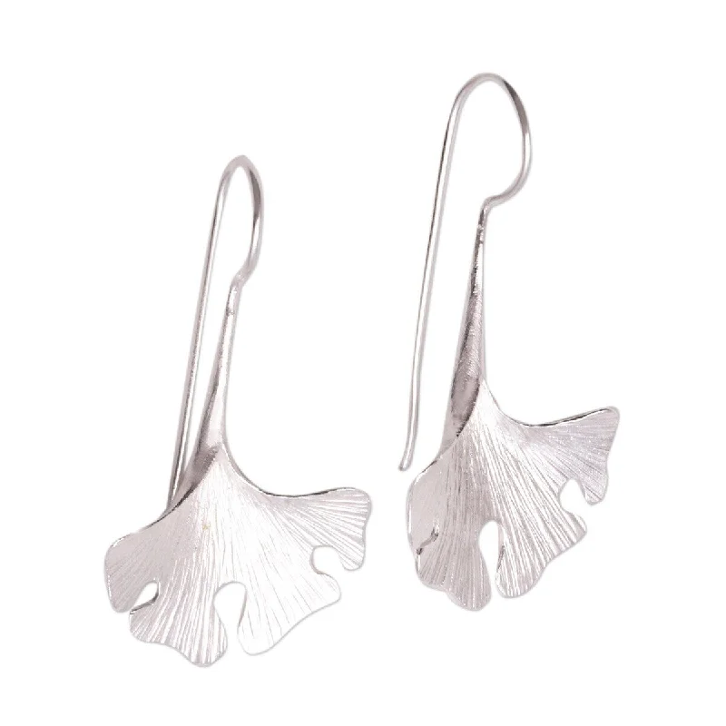 NOVICA Ginko Glimmer, Sterling silver drop earrings - 1.8*1