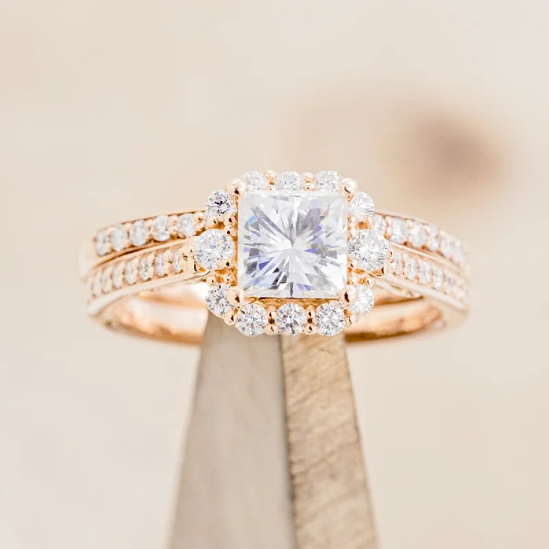 "OPHELIA" - PRINCESS CUT MOISSANITE ENGAGEMENT RING WITH "STELLA" STACKING BAND