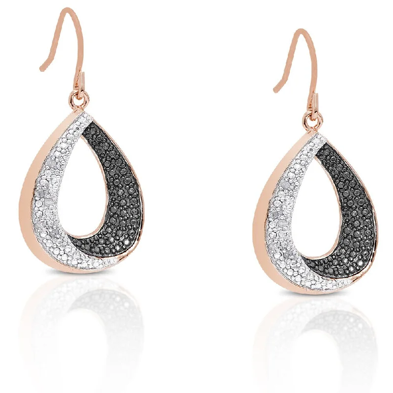 Finesque Rose Gold Overlay Diamond Accent Teardrop Dangle Earrings