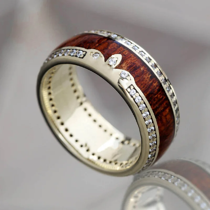 Diamond Eternity Wedding Band with Mahogany Wood